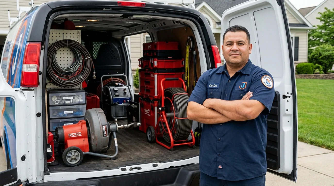 Professional drain cleaning equipment and Johns Plumbing LLC plumber in Ashland