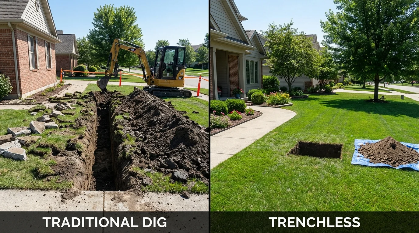 Trenchless sewer repair with minimal yard damage versus traditional excavation in Ashland, OR
